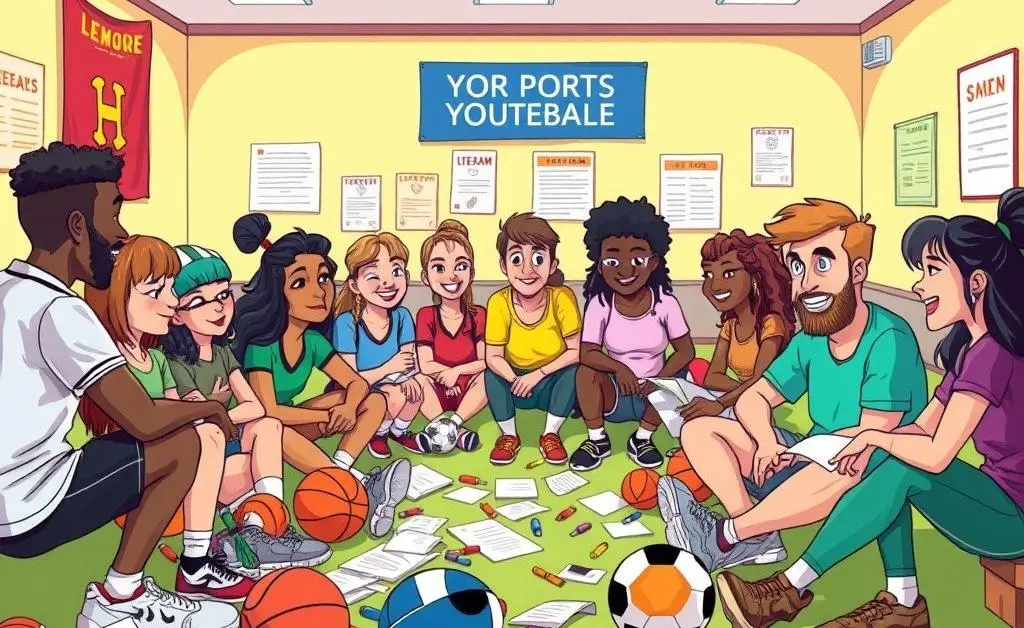 A group of people in a casual sports league meeting