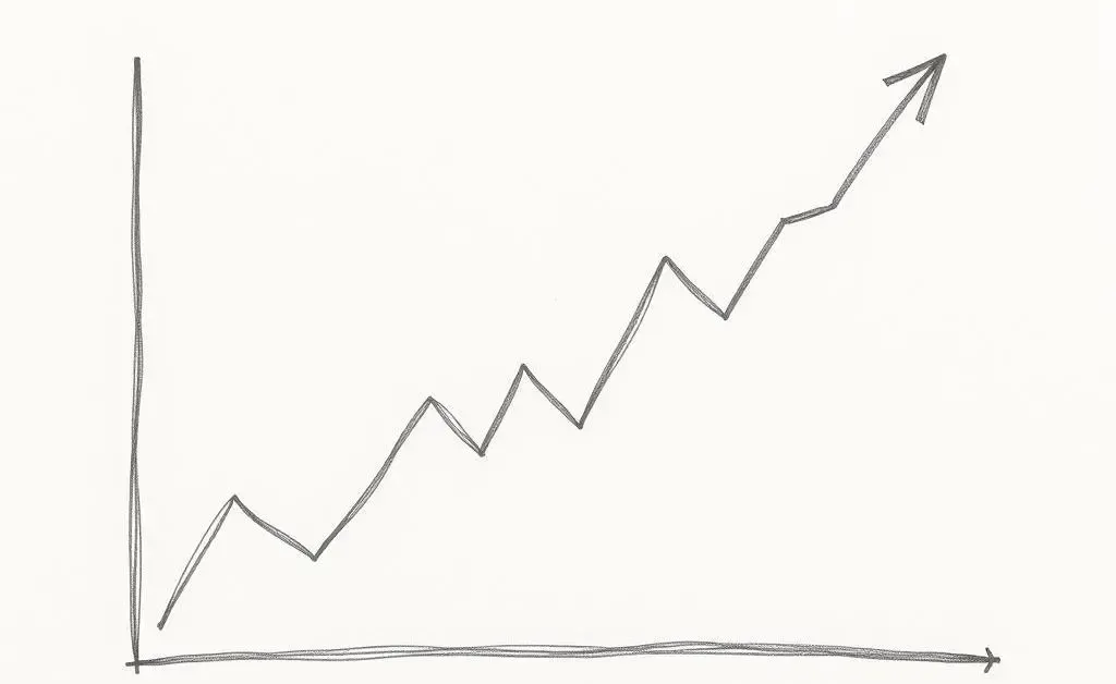 Hand-drawn stock market chart showing trends.