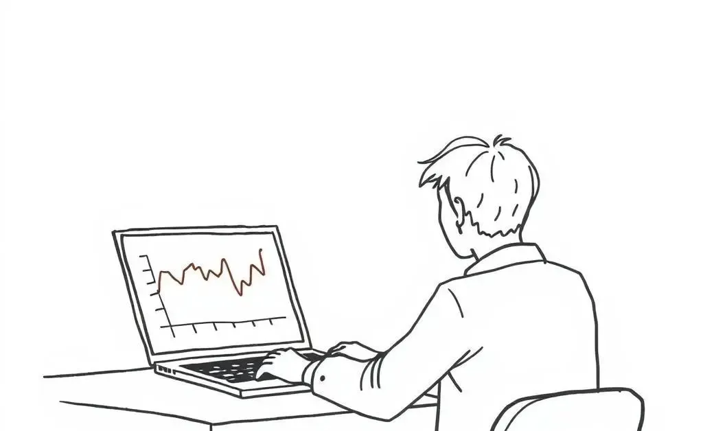 Person analyzing stock market on a laptop