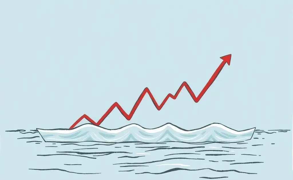 A stock market graph with waves