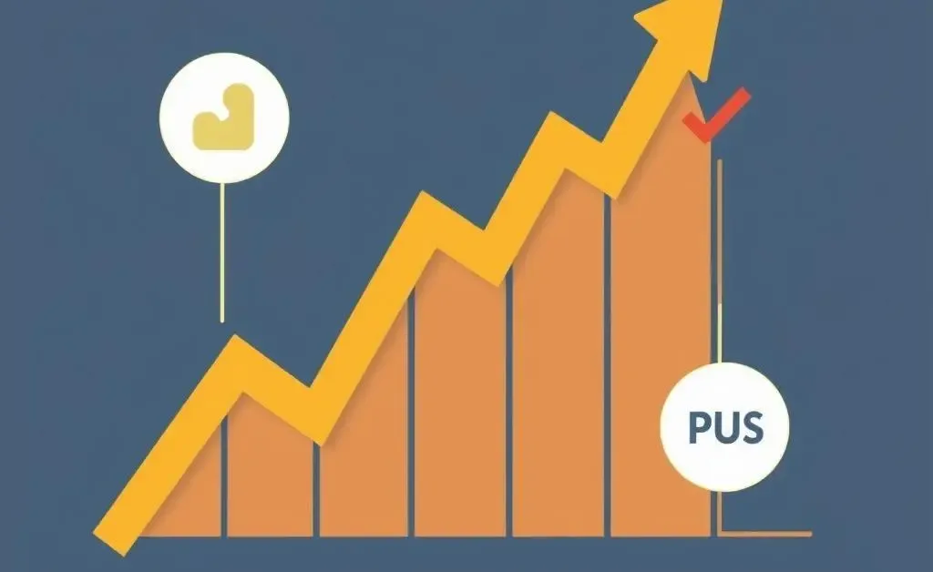 Illustration of a stock market graph with an upward trend, featuring icons of calls and puts on the sides.