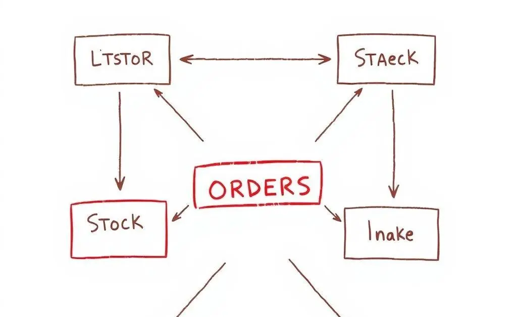 Hand-drawn flowchart simplifying different types of stock orders visually