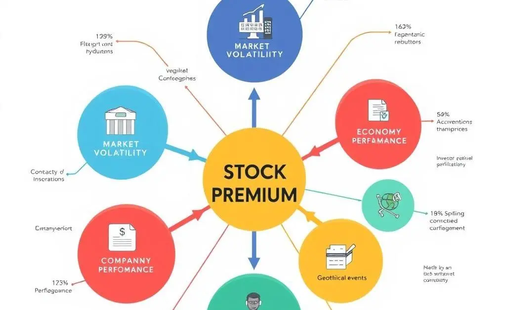 Illustrated flowchart showing factors that influence stock premium