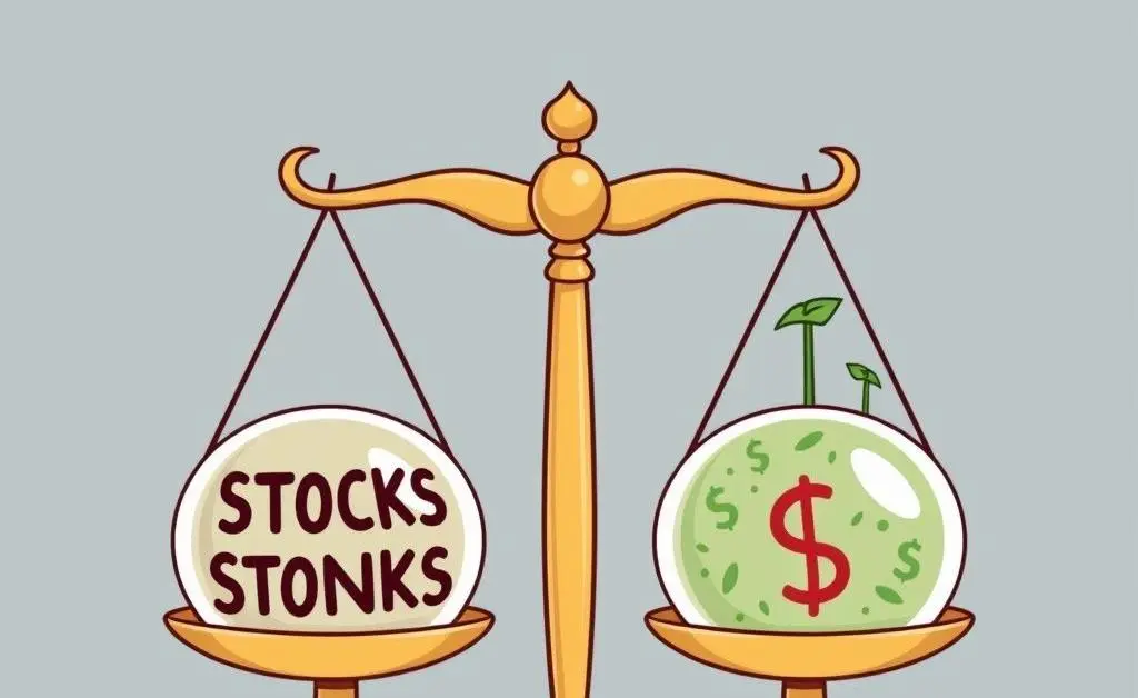 Scales showing stocks as higher than bonds