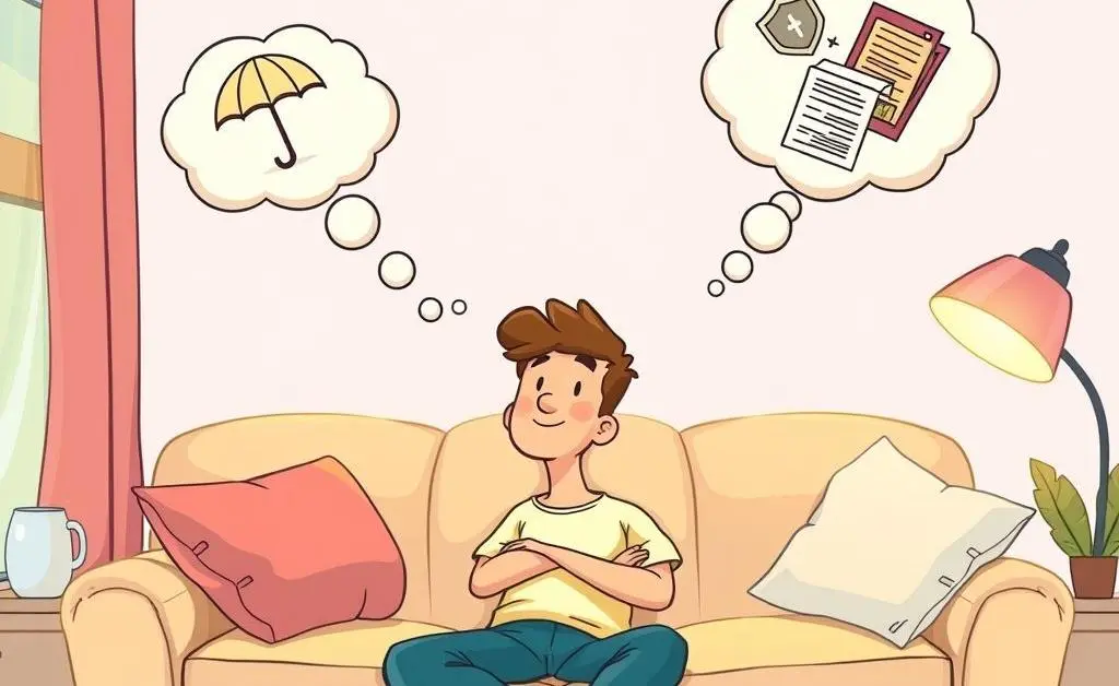 Cartoon of a person daydreaming about buying insurance