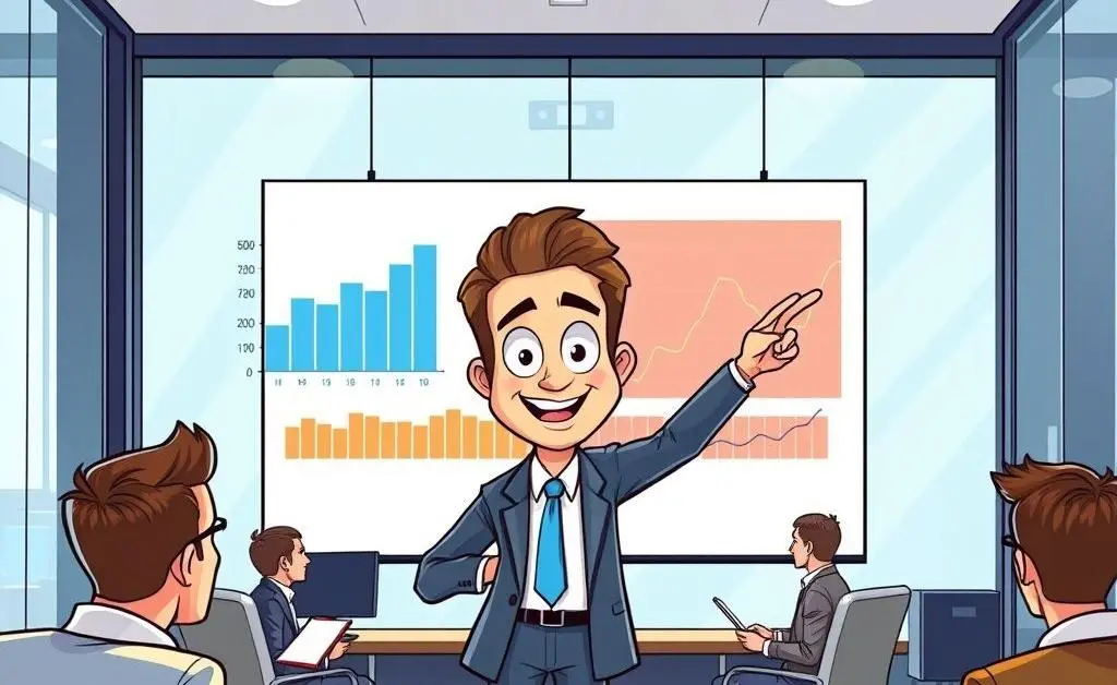 Man presenting financial report.