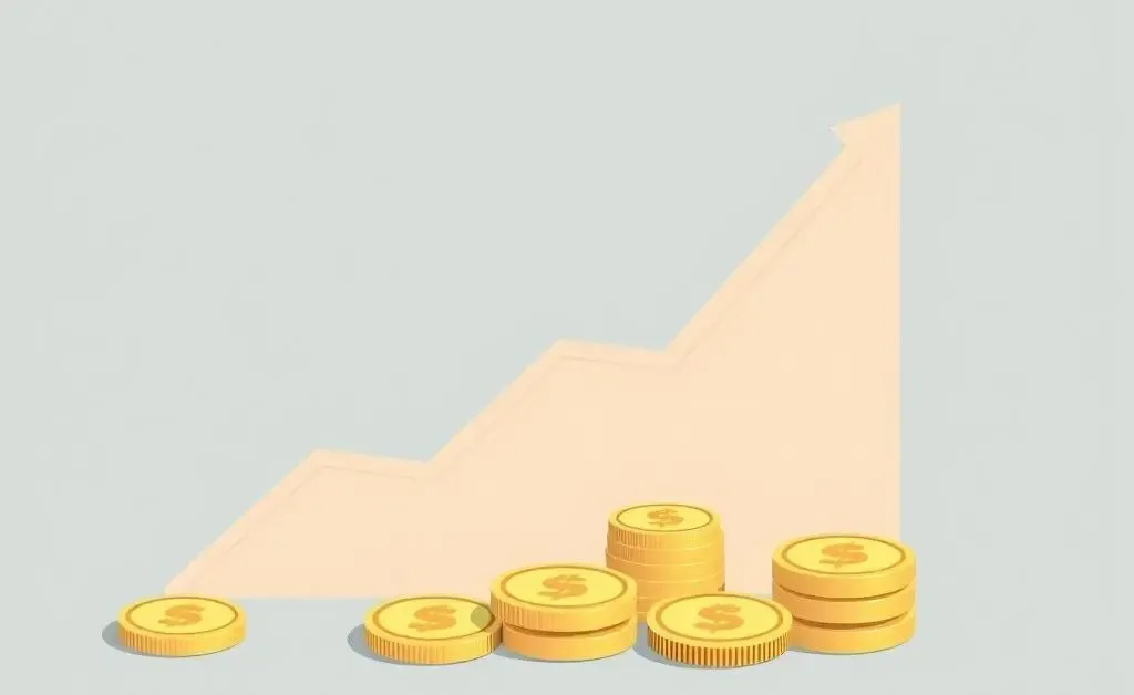 Financial growth chart and coins representing investment