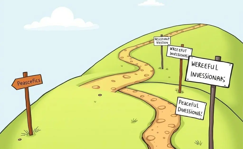 A peaceful investment path with signposts