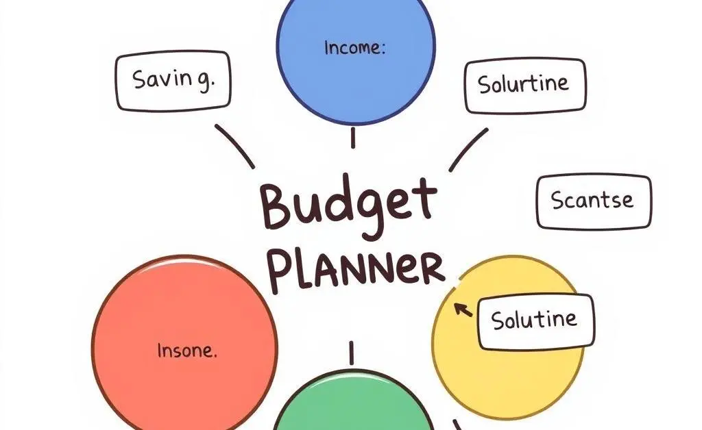 Diagram of a budget planner with labeled categories.