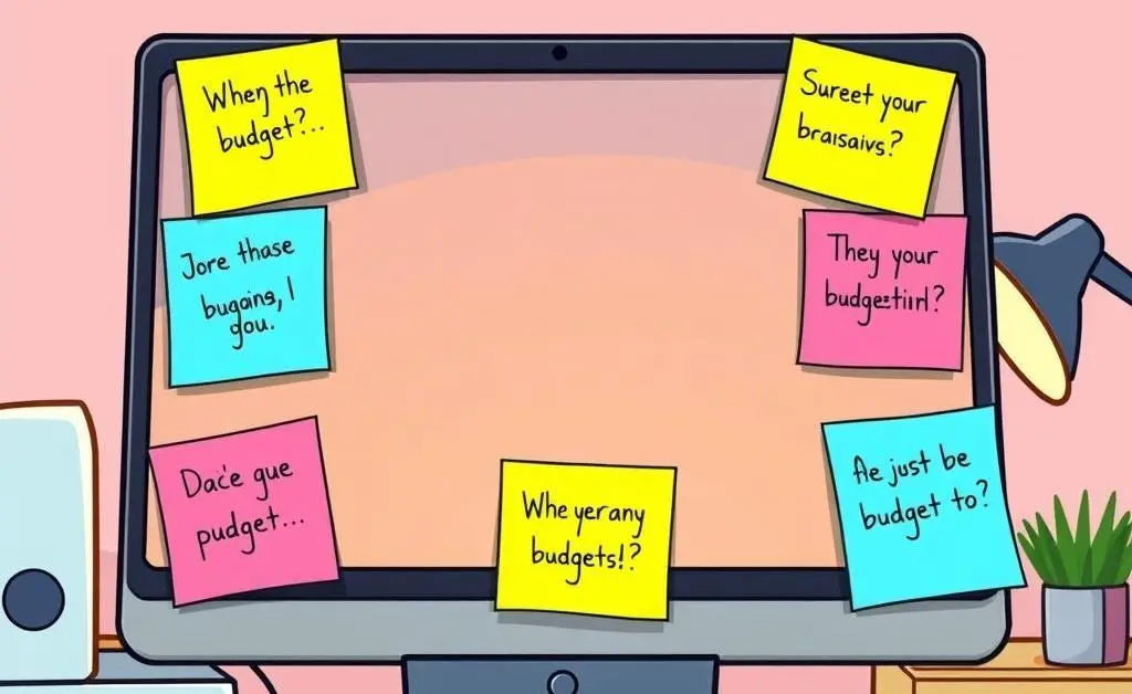 Simple budgeting tips on sticky notes