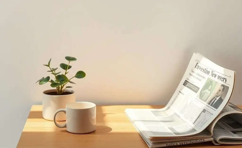 Desk with a calm investing mood