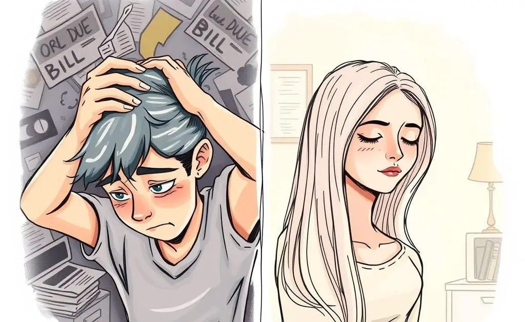 Illustration showing transformation from stressed to relaxed about medical bills
