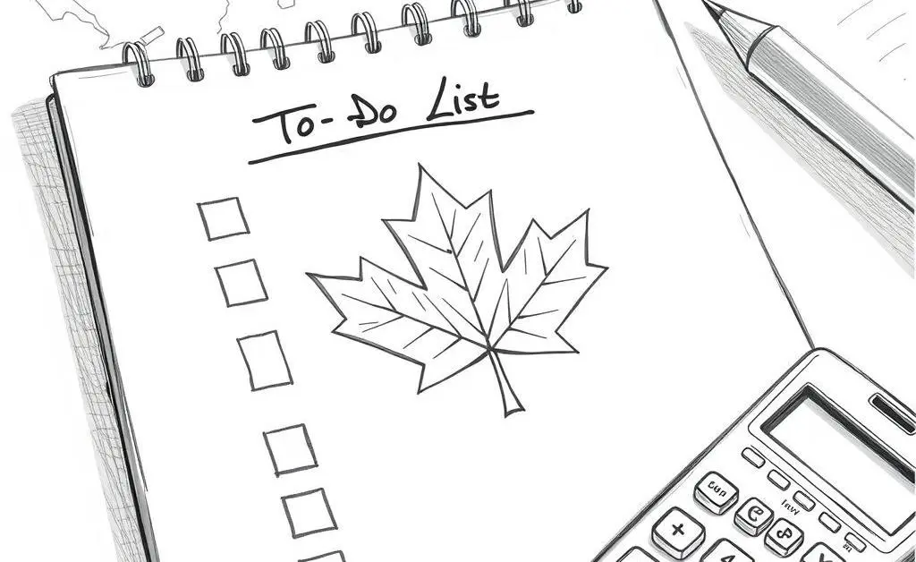 A student checklist with a maple leaf and a calculator