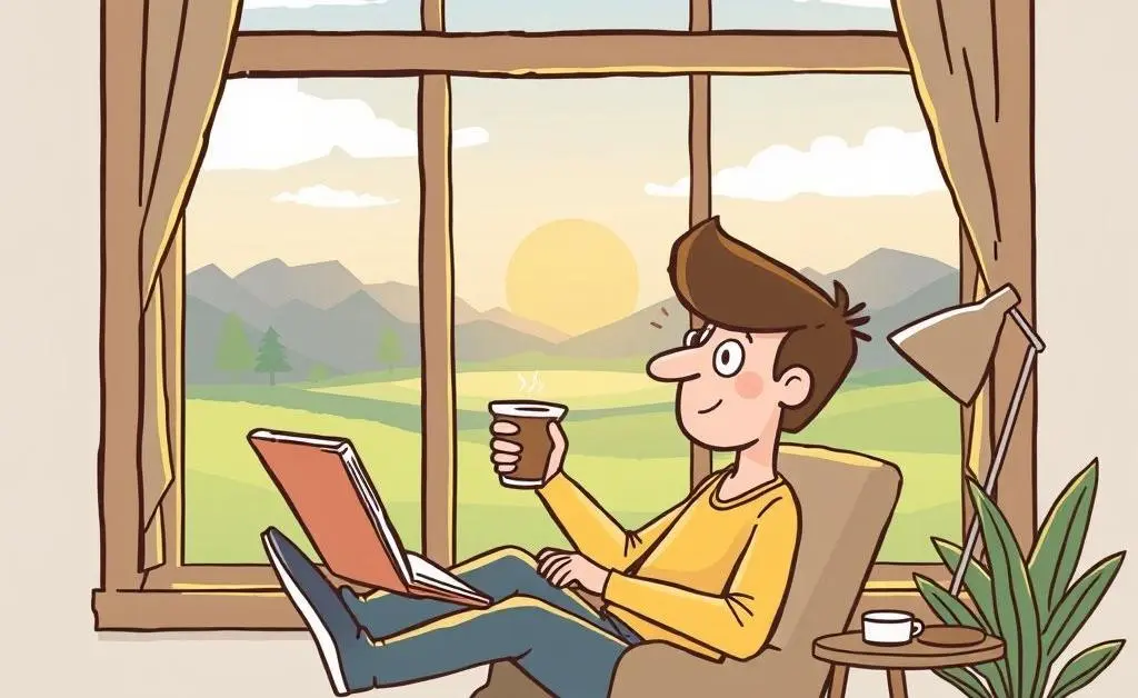 Person taking a study break and relaxing with a coffee