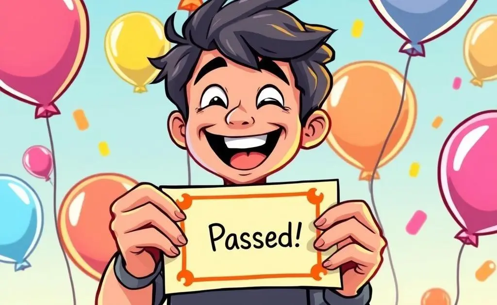 Celebrating passing the insurance exam