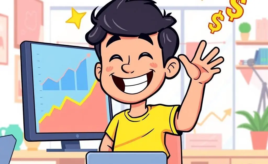 Illustration of a person watching investments grow