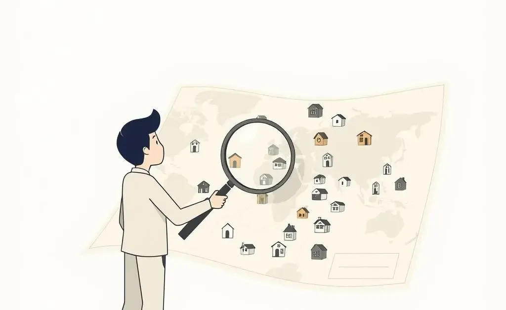 Person analyzing investment strategy over a map