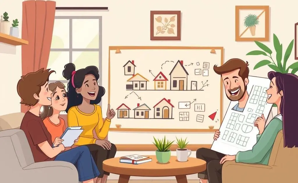 A group of friends supporting each other with housing plans.