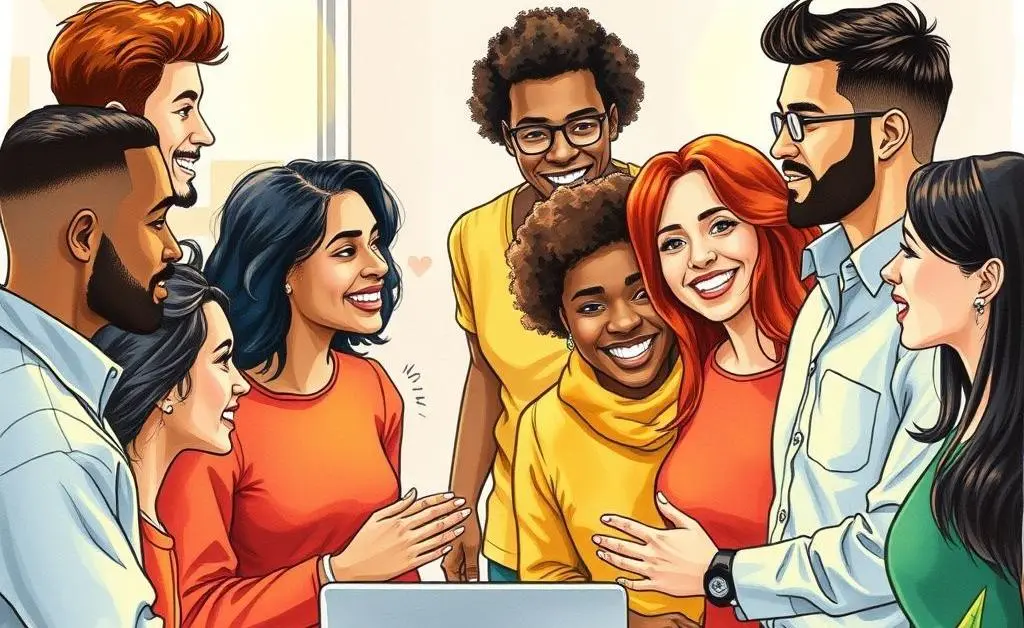 Diverse group of people in a supportive career network