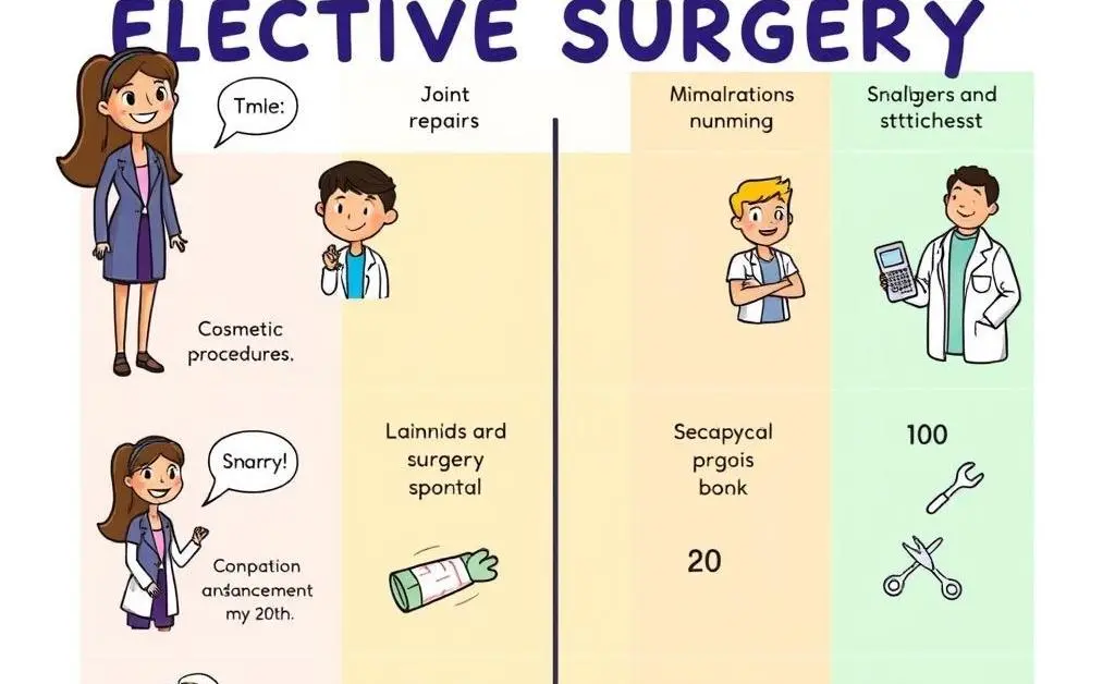 A comparison chart showing different elective surgeries and their costs.