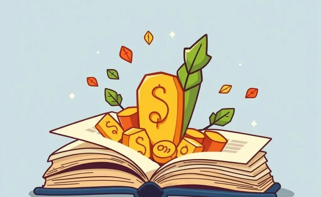 A cartoon-style image of unexpected investment benefits popping out from a portfolio book