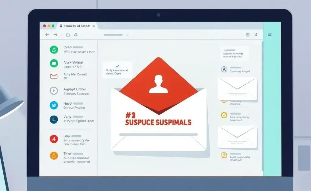 An illustration of an inbox with a suspicious email highlighted.