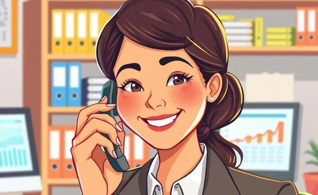 Illustration of a friendly insurance agent talking on the phone