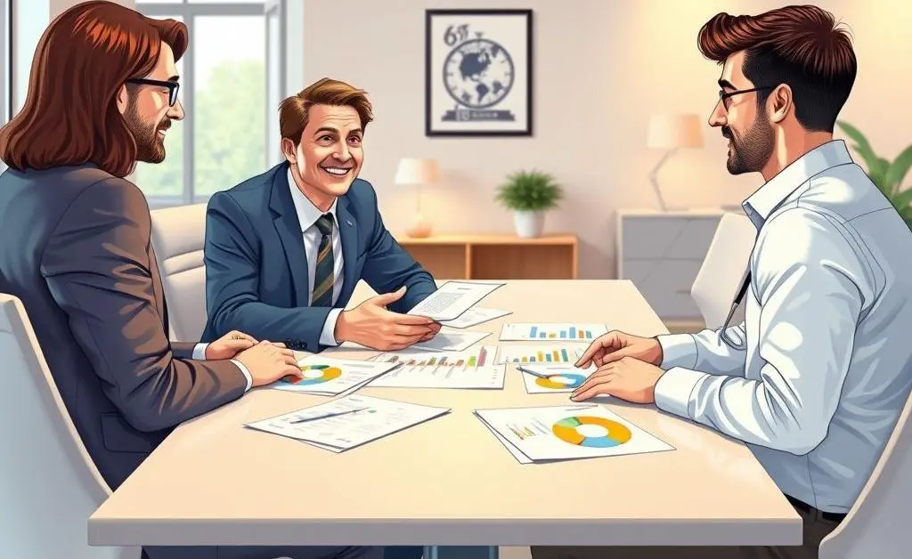 Discussion between a tax advisor and a client about graphs and charts
