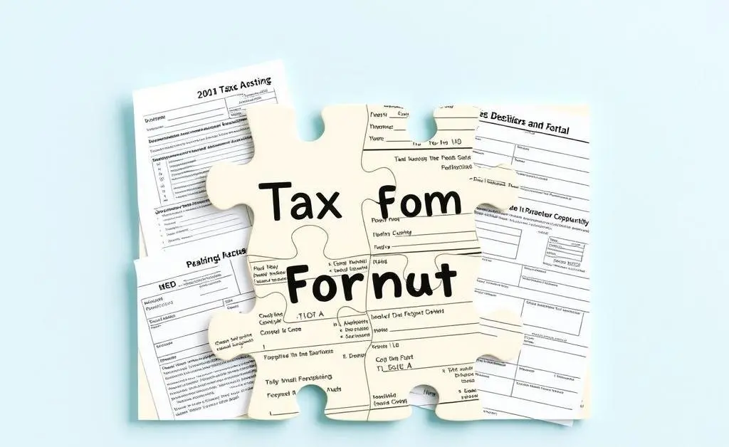 A puzzle-like assembly of tax forms