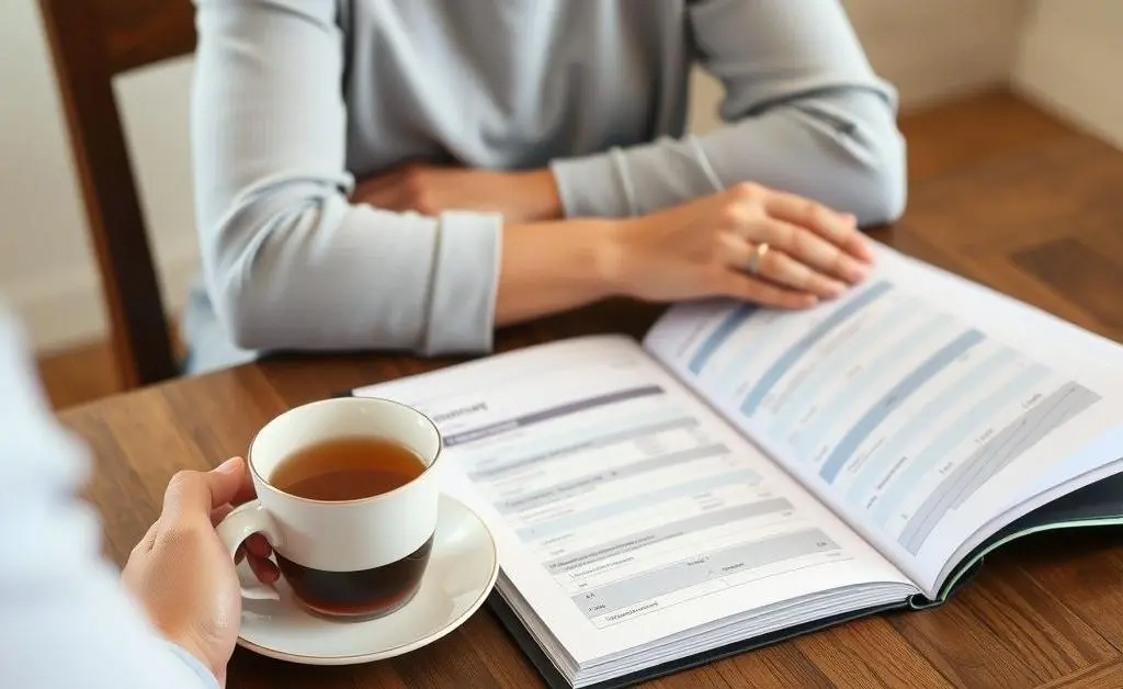 A relaxed financial planning scene.