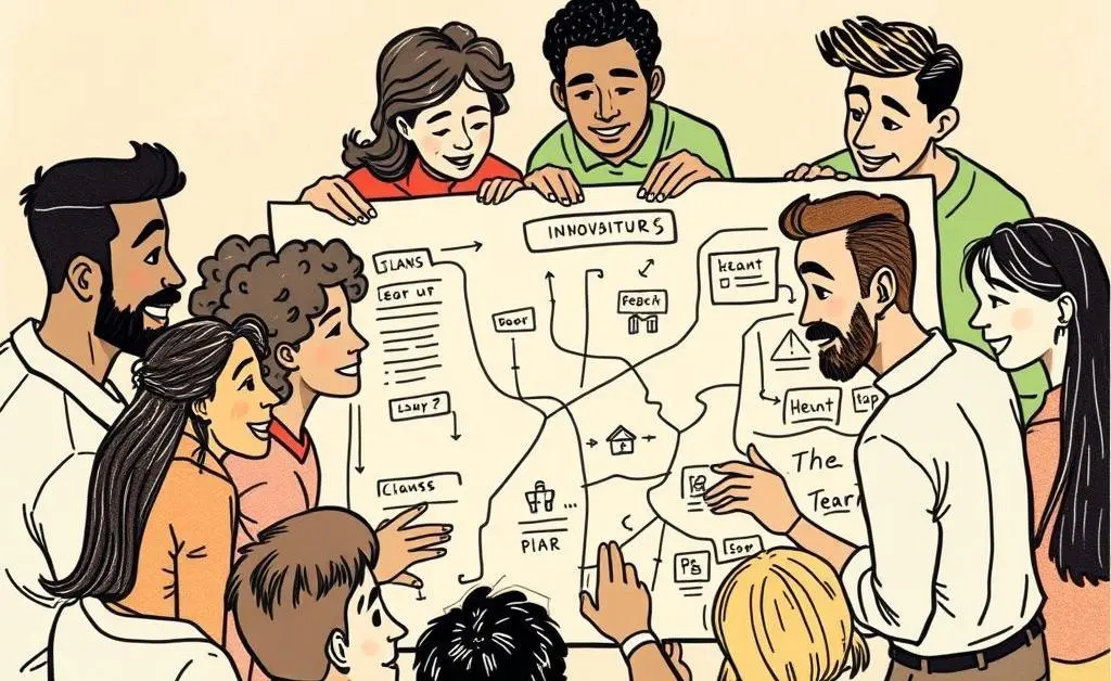 Diverse group working on a strategy board