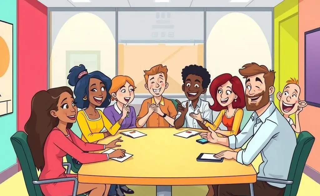 A team having a discussion around a table.