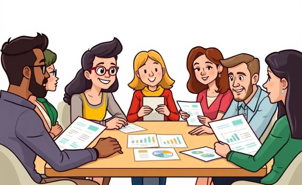 Team of diverse individuals discussing around a modern conference table