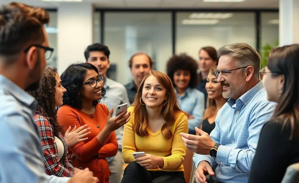 Group of people discussing in an office setting