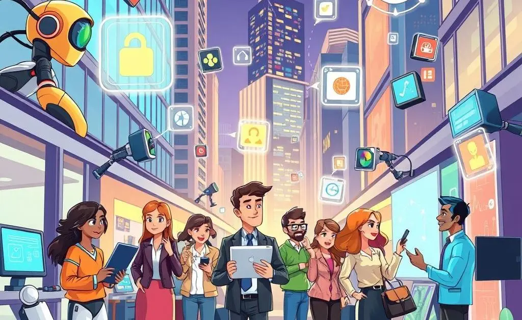 Diverse technologies interacting with the job market