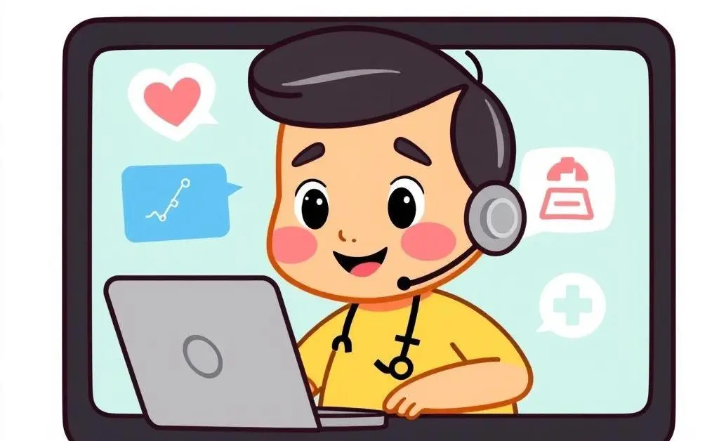 Person using a laptop for telehealth services