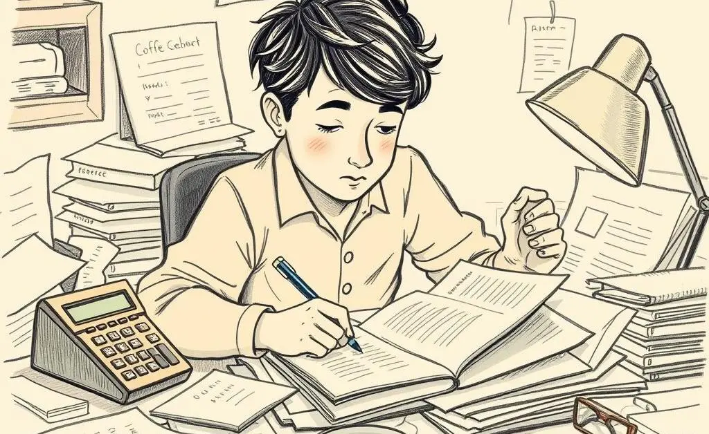 A person planning a budget thoughtfully