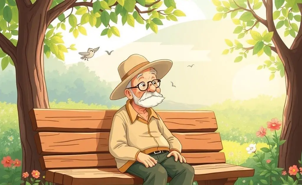 Cartoon of a retiree contemplating