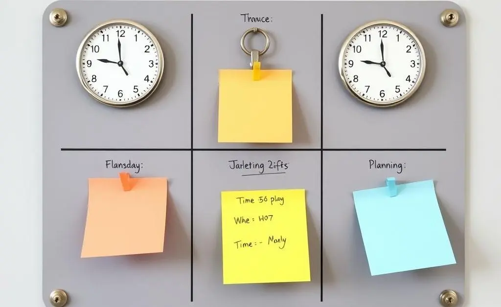 A planning board with time management tools
