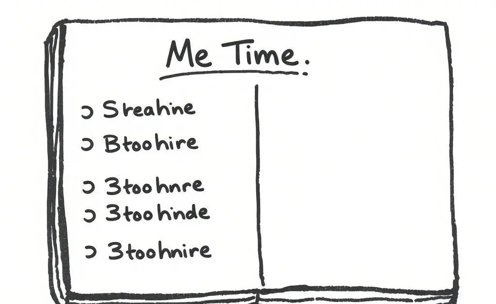 A hand-drawn image showing a planner with scheduled breaks labeled as 'Me Time.'