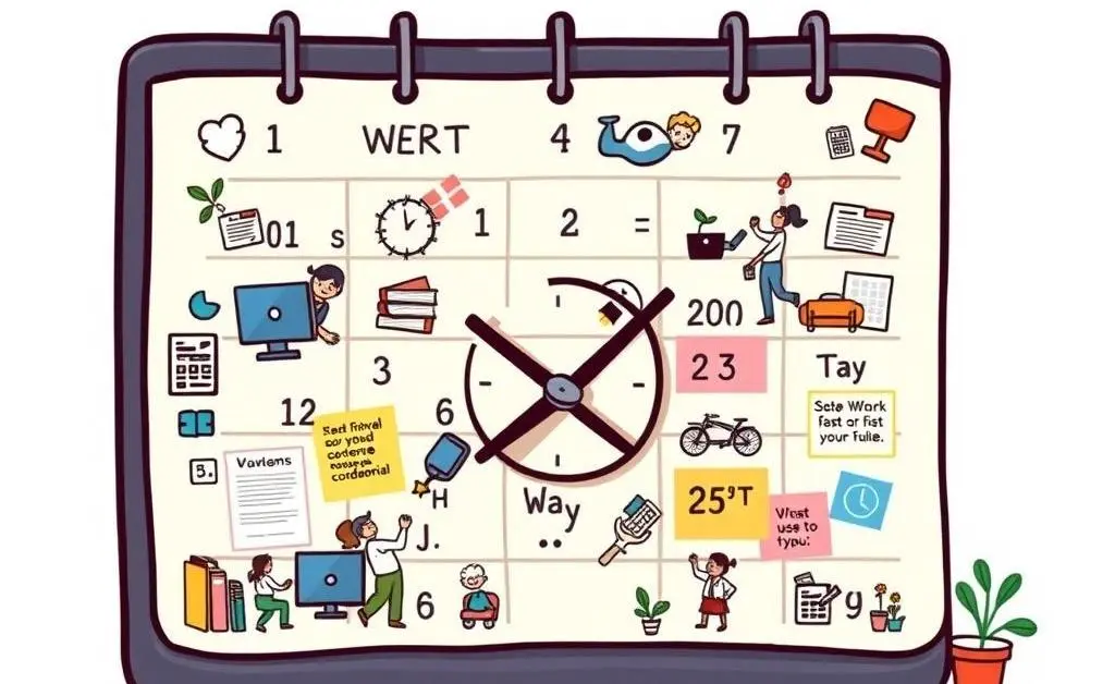 Calendar with work and leisure activities
