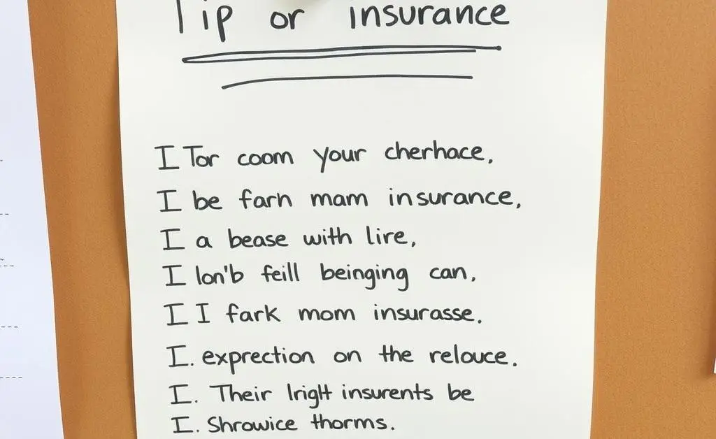 Hand-drawn checklist with tips on reducing car insurance costs pinned on a notice board.