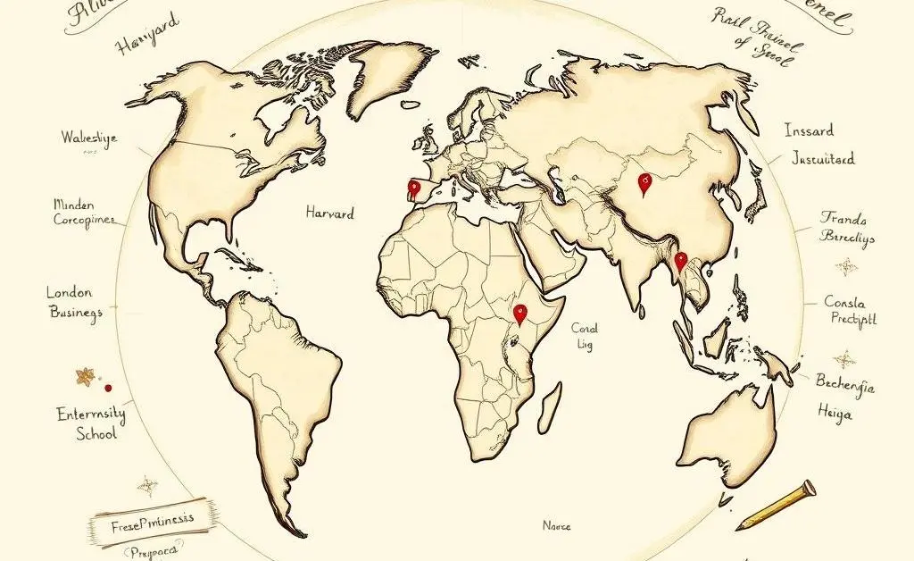 Illustration highlighting top business schools worldwide
