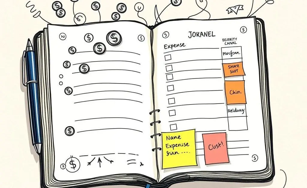 Notebook with expenses tracked