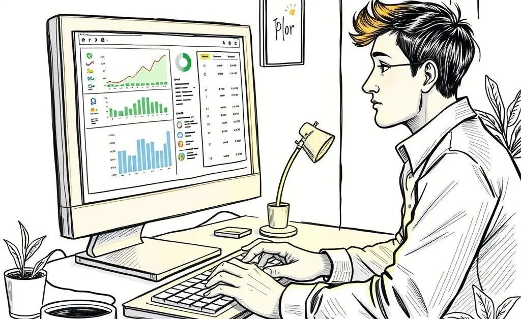 Person reviewing transaction history on a computer