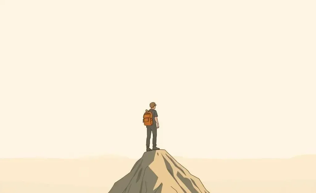 Drawing of a solo traveler enjoying adventures, symbolizing freedom
