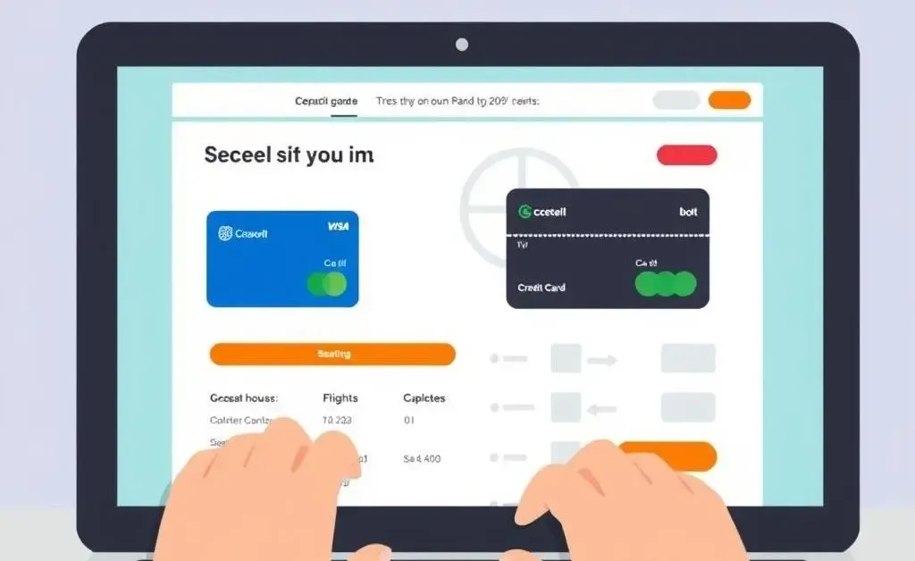 Person booking flights with credit card rewards