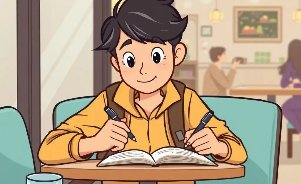 A traveler planning rewards strategies at a café table