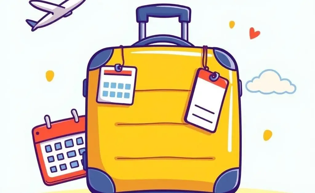 Cartoon-style image of a suitcase with travel reward symbols