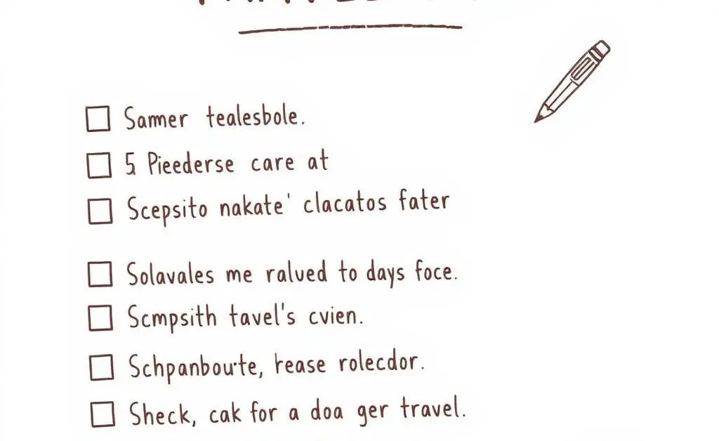 Hand-drawn style image of a checklist of travel tips